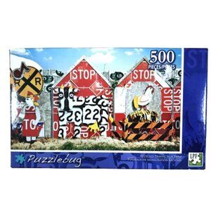 LPF Puzzlebug 500 Piece Jigsaw Puzzle Recycled Traffic Sign Farm